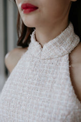 Mabel Halter Cheongsam Top - Baby Pink