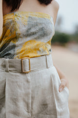 Eunice Relaxed Belted Shorts - Sandstone