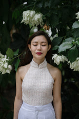 Mabel Halter Cheongsam Top - Baby Pink