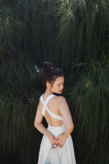 Eunice Pinafore Flare Dress - White