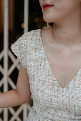 Lyn V-Neck Tweed Dress - Mint