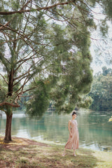 Eunice Pleated V Neck Jumpsuit - Salmon