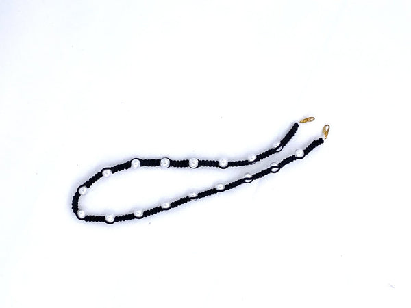 Handmade Black Crochet with Pearls Chain