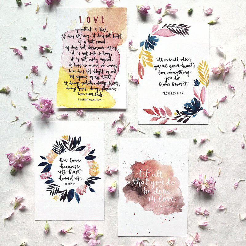 Love Series Inspirational Postcards - Set of 4